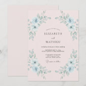 Invitation Mariage Peint en Rose Pâle Céleste (Devant / Derrière)