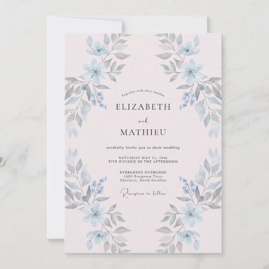 Invitation Mariage peint en rose pâle Celeste (Devant)