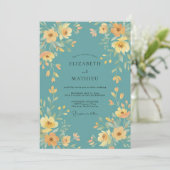 Invitation Mariage peint en sarcelle et or (Debout devant)