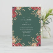 Invitation Mariage peint en sarcelle foncée (Debout devant)