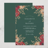 Invitation Mariage peint en sarcelle foncée (Devant / Derrière)