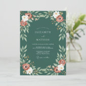 Invitation Mariage peint en sarcelle rouille (Debout devant)