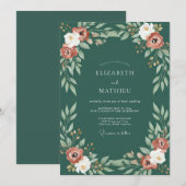 Invitation Mariage peint en sarcelle rouille (Devant / Derrière)