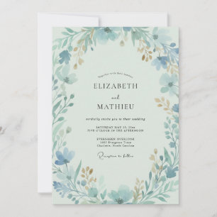 Invitation Mariage Peint en Teal Glacé