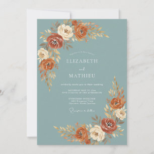 Invitation Mariage Peint en Terre Cuite Chaude Ardoise
