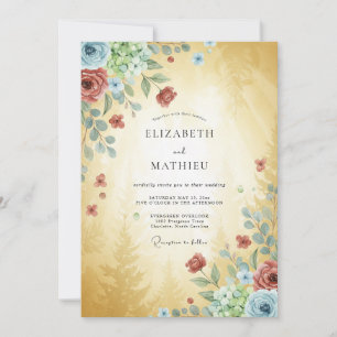 Invitation Mariage peint en terre cuite dorée