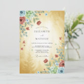 Invitation Mariage peint en terre cuite dorée (Debout devant)
