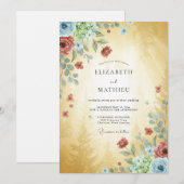 Invitation Mariage peint en terre cuite dorée (Devant / Derrière)