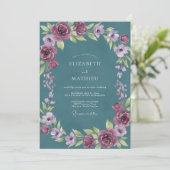 Invitation Mariage Peint en Violet Ardoise (Debout devant)