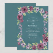 Invitation Mariage Peint en Violet Ardoise (Devant / Derrière)