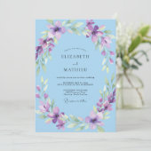 Invitation Mariage Peint en Violet Ciel (Debout devant)