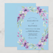 Invitation Mariage Peint en Violet Ciel (Devant / Derrière)