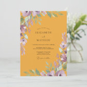 Invitation Mariage peint en violet moutarde (Debout devant)