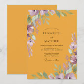 Invitation Mariage peint en violet moutarde (Devant / Derrière)
