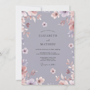 Invitation Mariage peint en violet poussiéreux