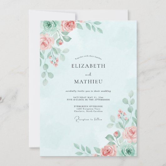 Invitation Mariage peint glace pêche (Devant)
