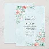 Invitation Mariage peint glace pêche (Devant / Derrière)