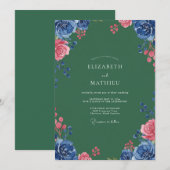 Invitation Mariage peint Hunter Coral (Devant / Derrière)