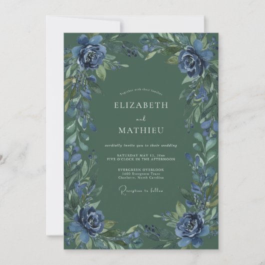 Invitation Mariage peint Hunter Indigo (Devant)