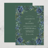 Invitation Mariage peint Hunter Indigo (Devant / Derrière)