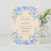Invitation Mariage Peint Hydrangea Azur (Debout devant)