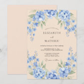 Invitation Mariage Peint Hydrangea Azur (Devant / Derrière)