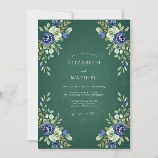 Invitation Mariage peint Indigo Juniper (Devant)