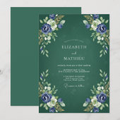 Invitation Mariage peint Indigo Juniper (Devant / Derrière)