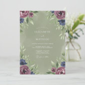 Invitation Mariage peint indigo prune (Debout devant)