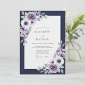 Invitation Mariage peint indigo violet (Debout devant)