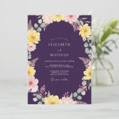 Invitation Mariage peint jaune prune profond (Debout devant)