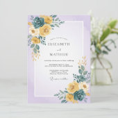 Invitation Mariage peint jaune sarcelle (Debout devant)