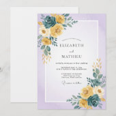 Invitation Mariage peint jaune sarcelle (Devant / Derrière)