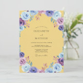 Invitation Mariage peint jaune violet (Debout devant)