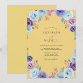 Invitation Mariage peint jaune violet (Devant / Derrière)