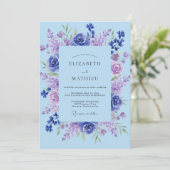 Invitation Mariage peint lavande et pervenche (Debout devant)