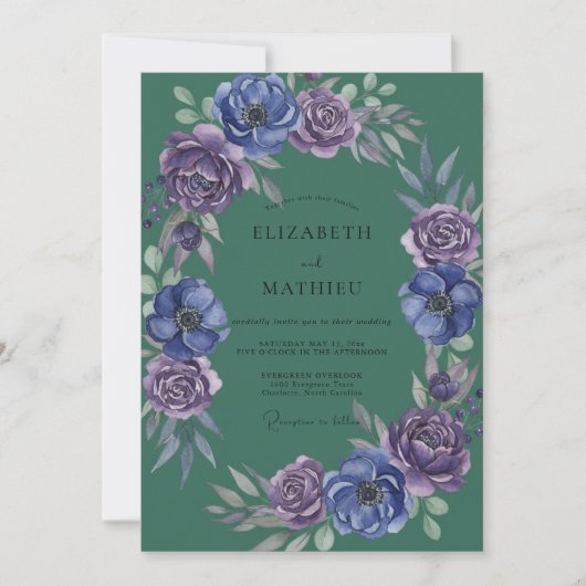 Invitation Mariage peint Luxe Pervenche Violet (Devant)