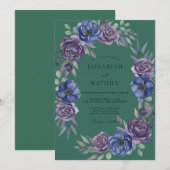 Invitation Mariage peint Luxe Pervenche Violet (Devant / Derrière)