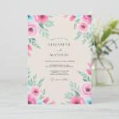 Invitation Mariage Peint Magenta Aqua (Debout devant)