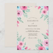 Invitation Mariage Peint Magenta Aqua (Devant / Derrière)