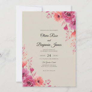 Invitation Mariage Peint Magenta Fuchsia