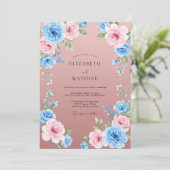 Invitation Mariage peint mauve azur (Debout devant)