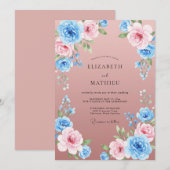 Invitation Mariage peint mauve azur (Devant / Derrière)
