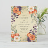 Invitation Mariage Peint Orange Prune (Debout devant)