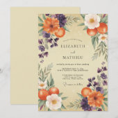 Invitation Mariage Peint Orange Prune (Devant / Derrière)