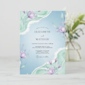 Invitation Mariage peint Pâle Lilas Pervenche (Debout devant)