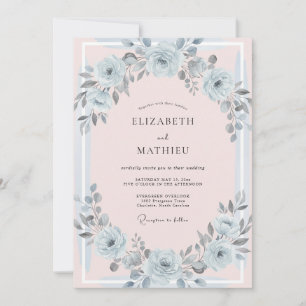 Invitation Mariage peint pastel argent