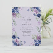 Invitation Mariage peint Pervenche Douce Lilas (Debout devant)