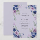 Invitation Mariage peint Pervenche Douce Lilas (Devant / Derrière)