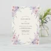 Invitation Mariage peint Pervenche et Douce Lavande (Debout devant)